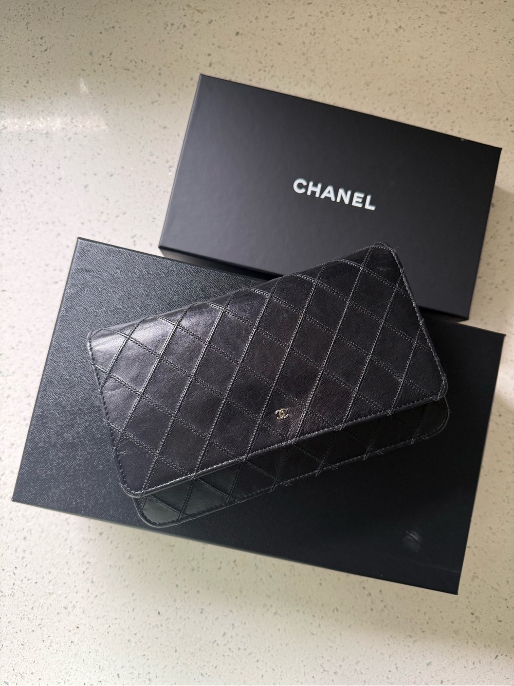 CHANEL Black Quilted Lambskin wallet on chain  Bag with Silver Chain - Picture 7 of 9